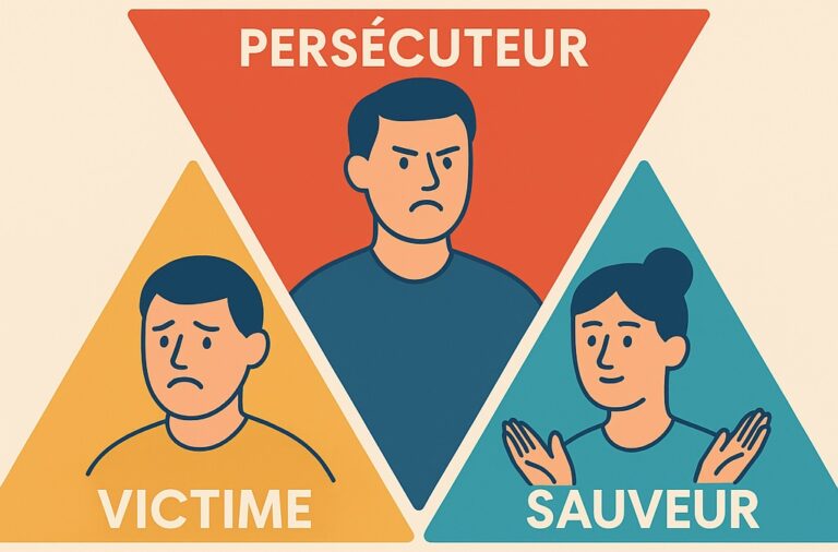 Le triangle dramatique décrit trois positions relationnelles : Persécuteur, Sauveur et Victime.