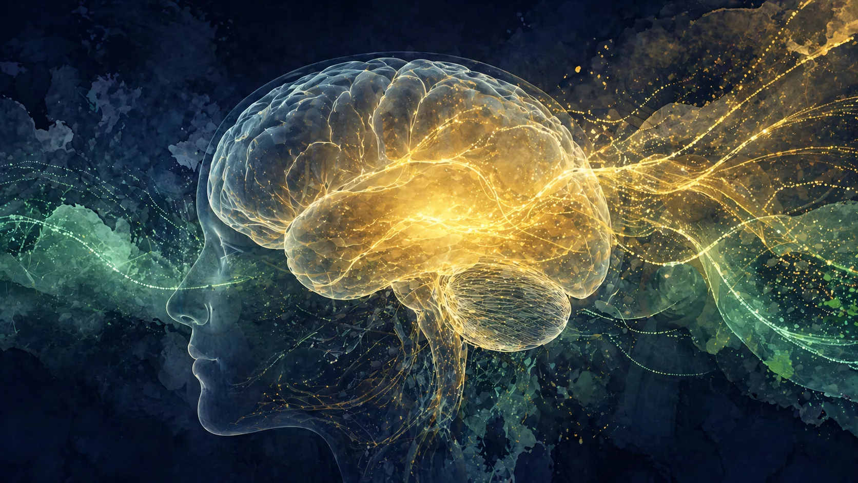 Illustration abstraite d’un cerveau humain avec ondes lumineuses symbolisant l’anticipation et les processus neuronaux