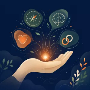 Illustration d’une main ouverte soutenant une lumière douce, symbole du soutien aux tests gratuits NezSens