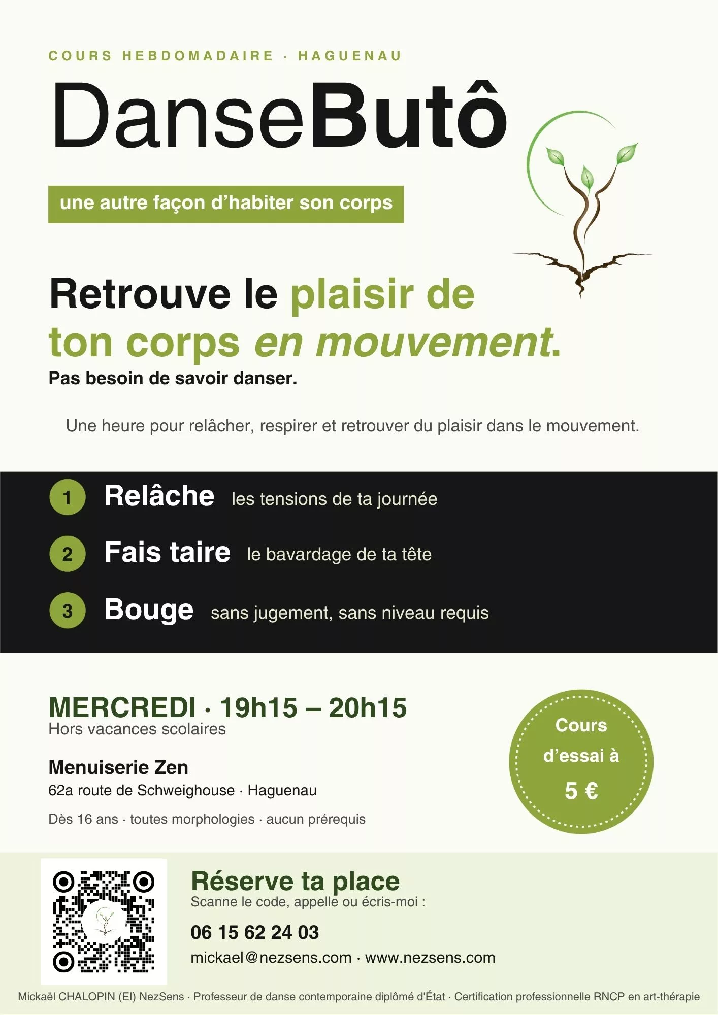 Affiche Danse Buto cours d'essai