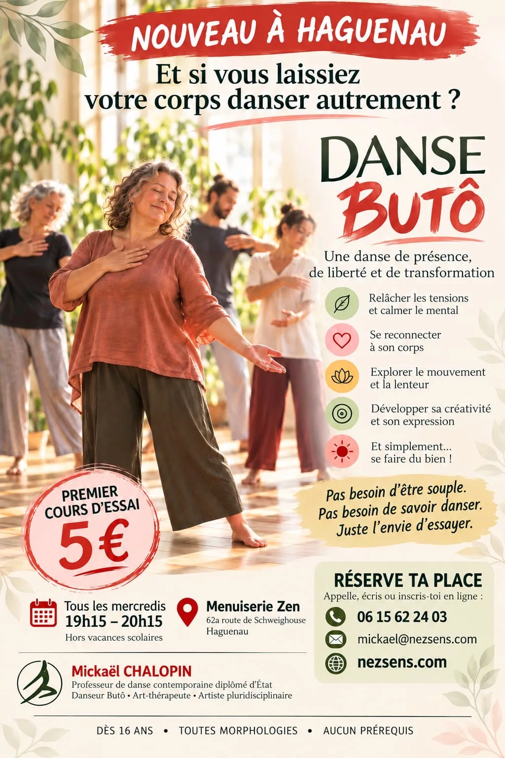 flyer cours de danse butô à Haguenau
