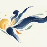 Illustration abstraite d’une figure en mouvement évoquant la phantasia et l’image intérieure en danse-thérapie