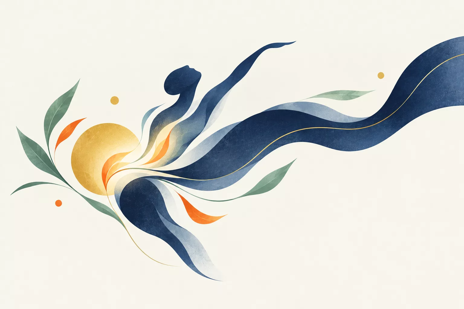 Illustration abstraite d’une figure en mouvement évoquant la phantasia et l’image intérieure en danse-thérapie